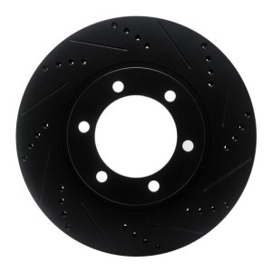 Lexus GX470 Brake Rotor (1) - Front Right - R1 Concepts - Drilled & Slotted - Black - `03-`09